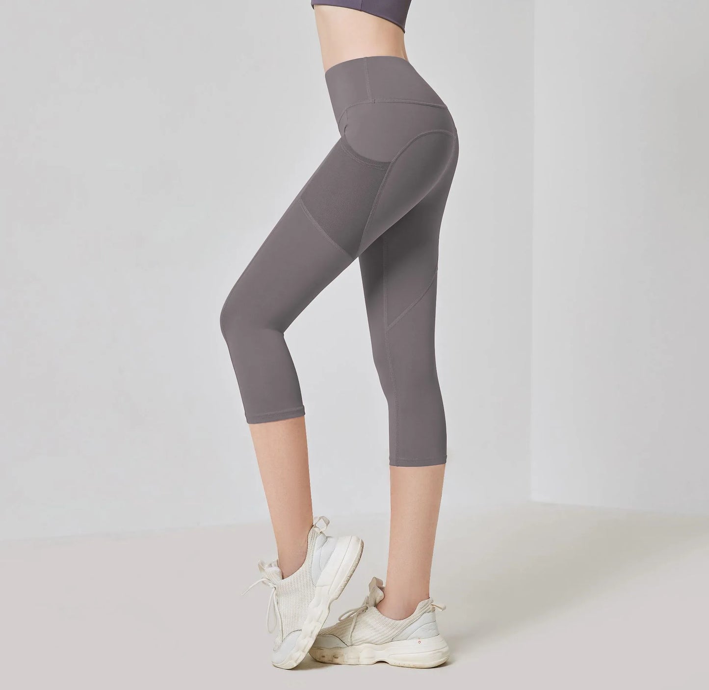 Women Sport Leggings High Waist Yoga Pant With Pocket Quick Dry Running Capris Elastic Cropped Trousers Gym Fitness Tights Femme
