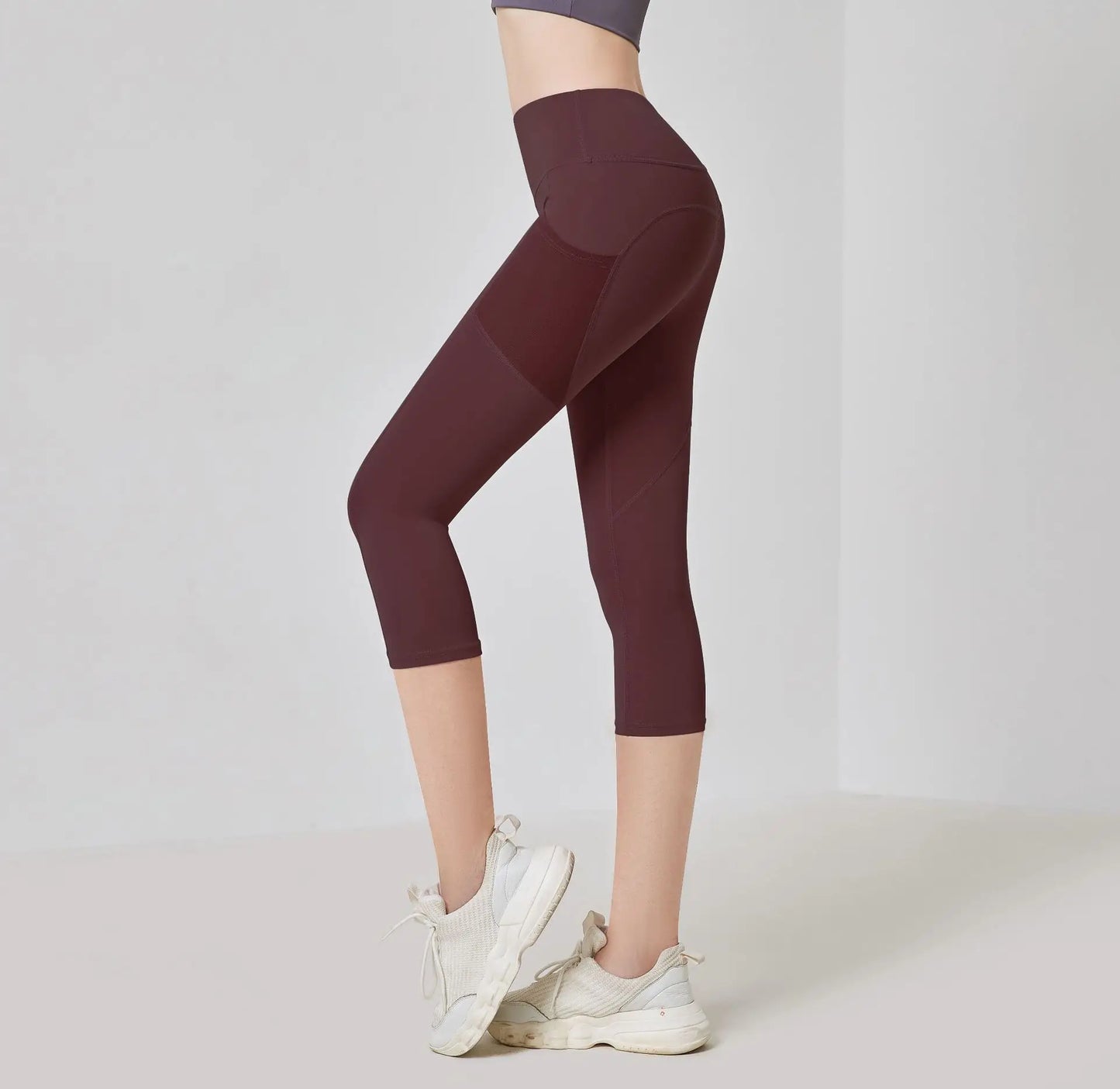 Women Sport Leggings High Waist Yoga Pant With Pocket Quick Dry Running Capris Elastic Cropped Trousers Gym Fitness Tights Femme
