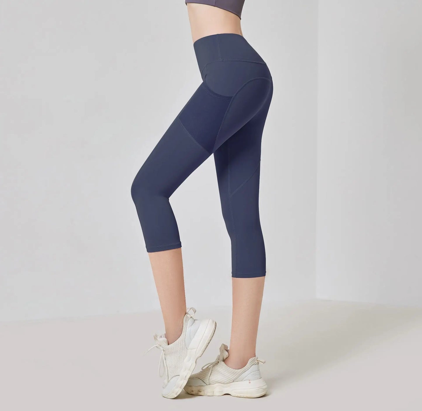 Women Sport Leggings High Waist Yoga Pant With Pocket Quick Dry Running Capris Elastic Cropped Trousers Gym Fitness Tights Femme