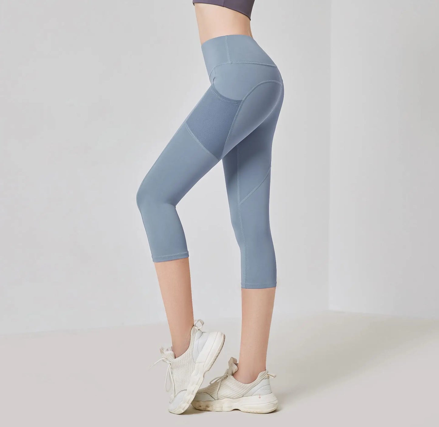 Women Sport Leggings High Waist Yoga Pant With Pocket Quick Dry Running Capris Elastic Cropped Trousers Gym Fitness Tights Femme