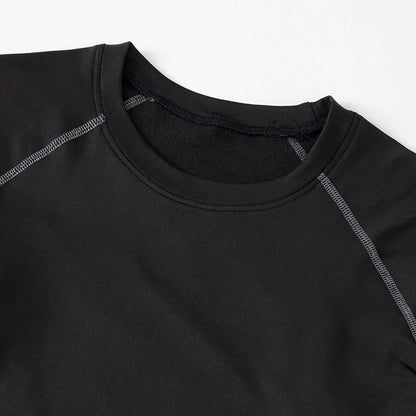 2/4 Pcs Autumn/Winter Men's Black Long sleeved Pants Underwear Set Youth Fitness Running Base Sports Shirt Casual Stretch Pants