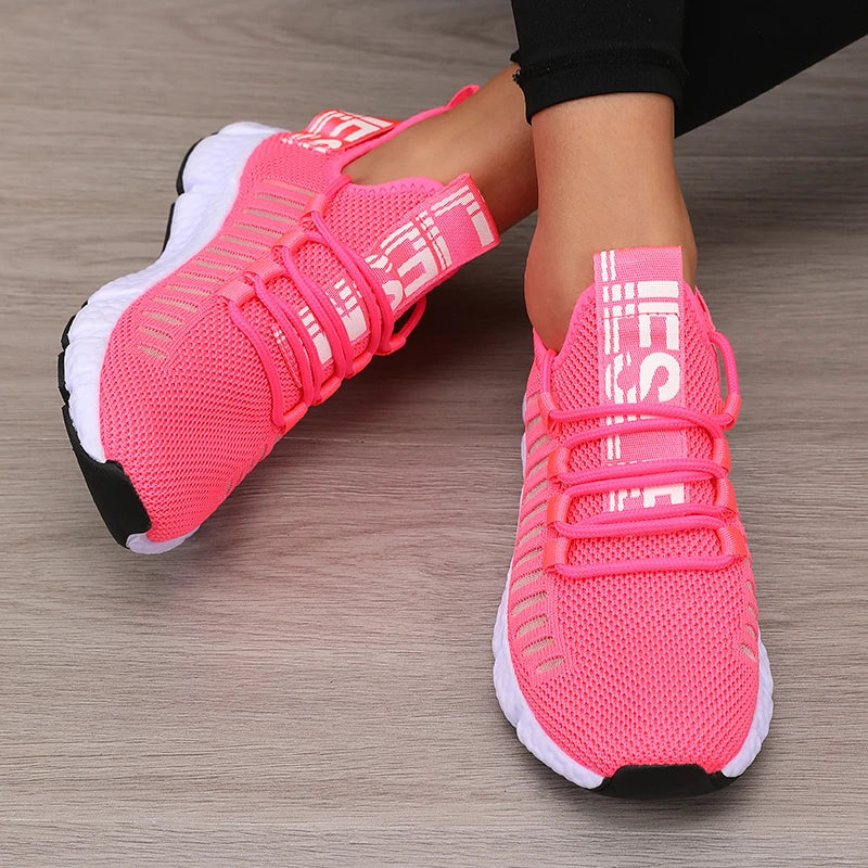 Women's Sports Shoes Mesh Lightweight Soft Sole Jogging Strap Breathable Fashion Sports Walking Casual Tennis Flat Shoes for Men