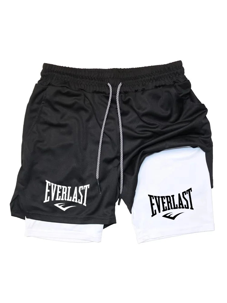 Men Sport Shorts Sportswear Double-deck Running Shorts 2 In 1 Beach Bottoms Summer Gym Fitness Training Jogging Short Pants Men