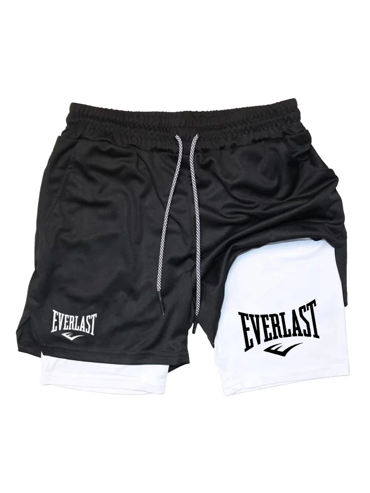Men Sport Shorts Sportswear Double-deck Running Shorts 2 In 1 Beach Bottoms Summer Gym Fitness Training Jogging Short Pants Men