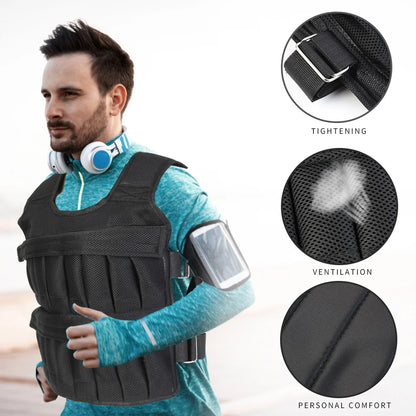 3/20/50kg Loading Weight Vest Adjustable Weighted Training Exercise Waistcoat Jacket Sand Clothing for Running Fitness Equipment