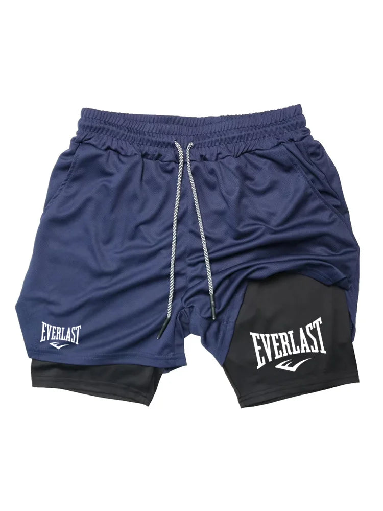 Men Sport Shorts Sportswear Double-deck Running Shorts 2 In 1 Beach Bottoms Summer Gym Fitness Training Jogging Short Pants Men