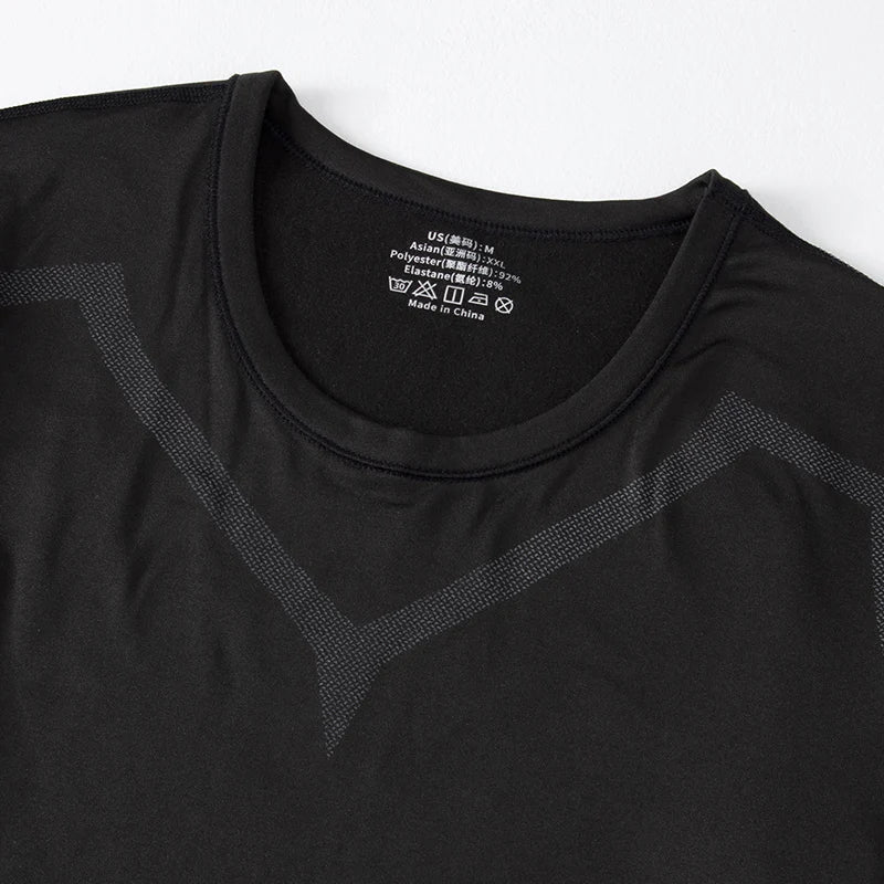 2/4 Pcs Autumn/Winter Men's Black Long sleeved Pants Underwear Set Youth Fitness Running Base Sports Shirt Casual Stretch Pants