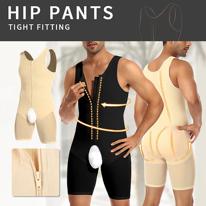 Men Compression Shapewear Hip Enhancer with Pads Tummy Control Bodysuit Waist Trainer Full Body Shaper Shirts Shorts Slim Belly