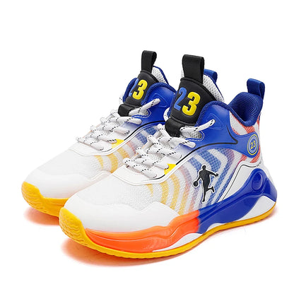 Combat basketball shoes boys 2024 new breathable lace-up non-slip sports shoes lightweight running shoes for children