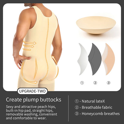 Men Compression Shapewear Hip Enhancer with Pads Tummy Control Bodysuit Waist Trainer Full Body Shaper Shirts Shorts Slim Belly