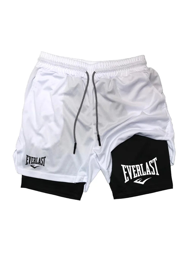 Men Sport Shorts Sportswear Double-deck Running Shorts 2 In 1 Beach Bottoms Summer Gym Fitness Training Jogging Short Pants Men