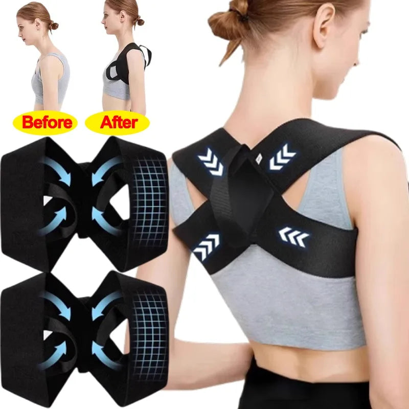 2025 Adjustable Back Shoulder Posture Corrector Belt Clavicle Spine Support Reshape Body Home Office Sport Upper Back Neck Brace