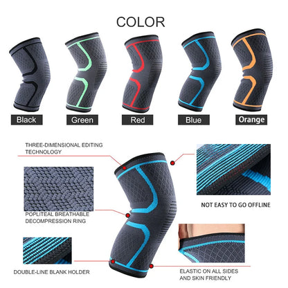 1/2PCS Fitness Running Cycling Knee Support Braces Elastic Nylon Sport Compression Knee Pad Sleeve for Basketball Volleyball