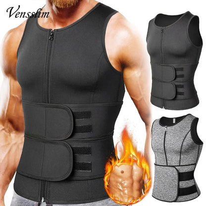Vensslim Men Body Shaper Waist Trainer Vest Slimming Shirt Sauna Sweat Compression Undershirt Shapewear Fat Burner Workout Tops