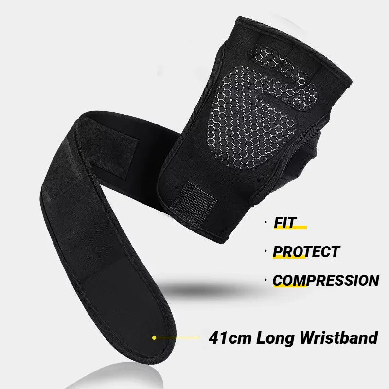 1Pair Training Sport Gloves for Men Women Workout Fitness Body Building Weightlifting Gym Hand Wrist Palm Protector Dumbbells Ha