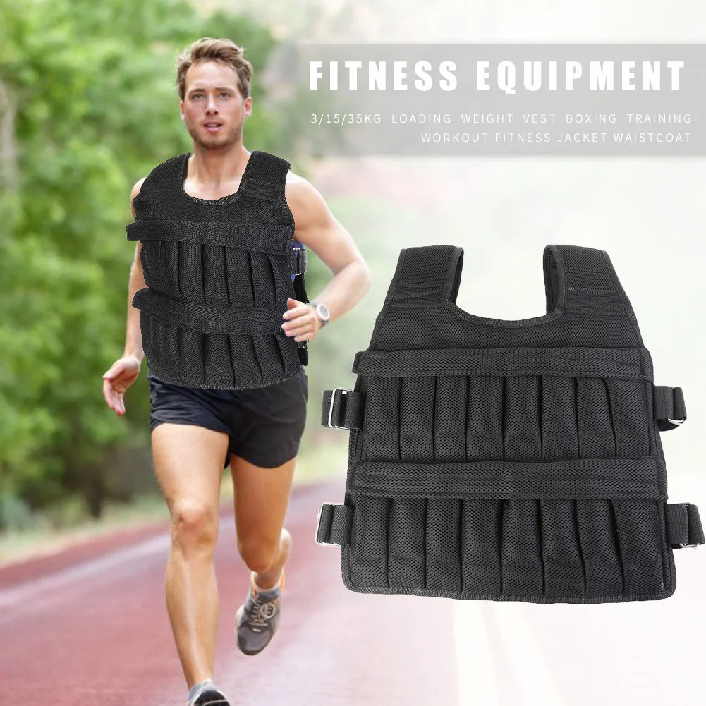 3/20/50kg Loading Weight Vest Adjustable Weighted Training Exercise Waistcoat Jacket Sand Clothing for Running Fitness Equipment