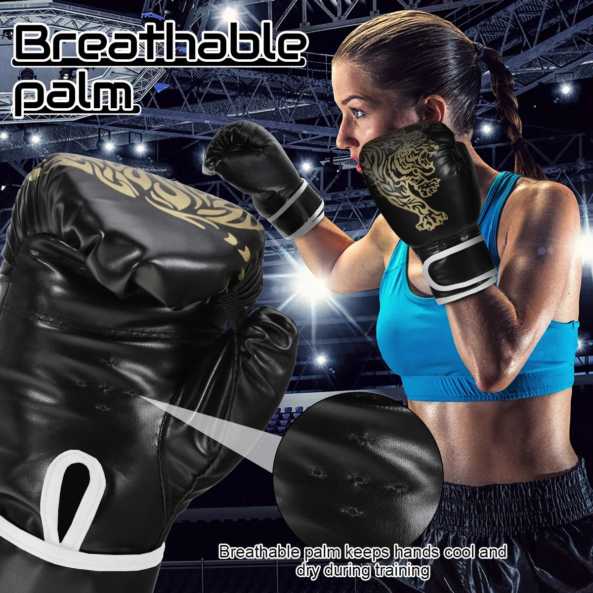 Adults Boxing Gloves Breathable PU Leather Fighting Gloves Kids Boxing Training Kickboxing Gloves for Gym Indoor Outdoor Sport