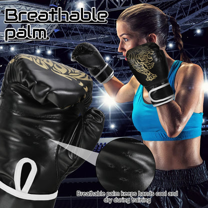 Adults Boxing Gloves Breathable PU Leather Fighting Gloves Kids Boxing Training Kickboxing Gloves for Gym Indoor Outdoor Sport