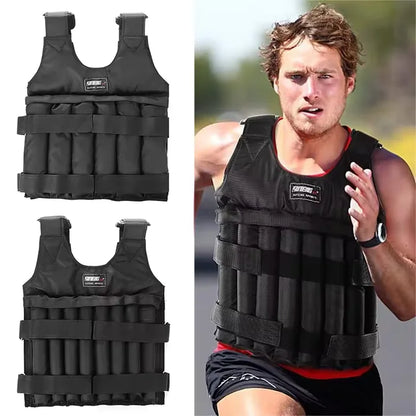 3/20/50kg Loading Weight Vest Adjustable Weighted Training Exercise Waistcoat Jacket Sand Clothing for Running Fitness Equipment