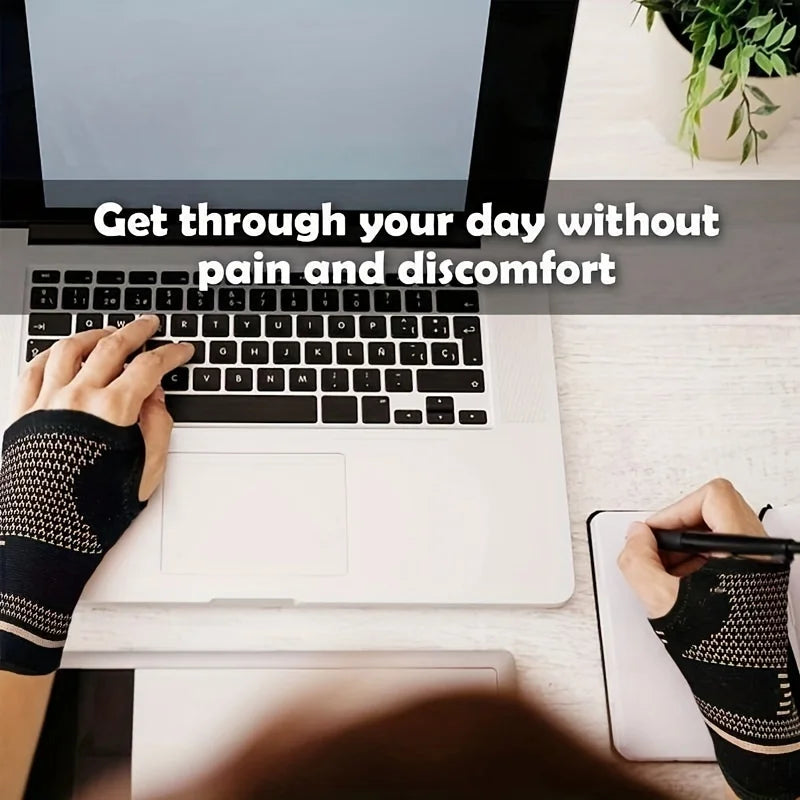 New 1Pcs Copper Fiber Bracer Wrist Elastic Sport Bandage Wristband Hand Gym Support Wrist Brace Wrap Tennis Fitness Powerlifting