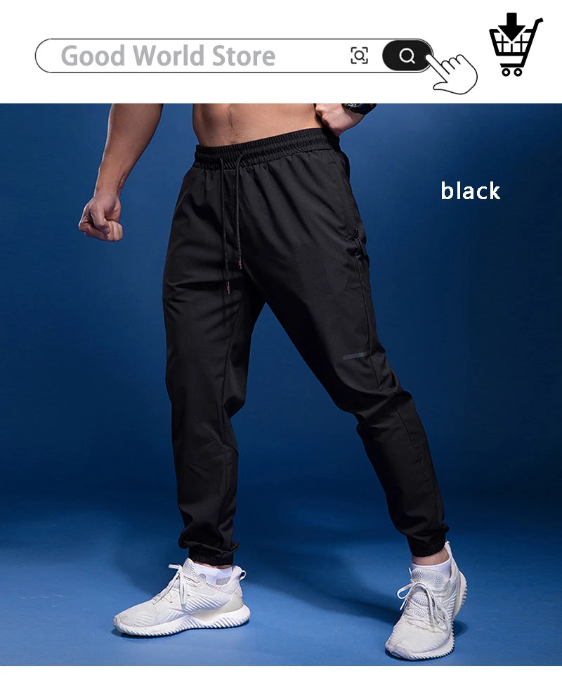 New Sport Pants Men Running Pants With Zipper Pockets Gym Training Sports Trousers Quick Dry Joggings Fitness Sweatpants
